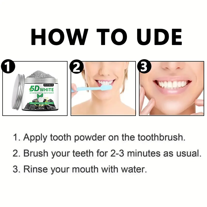 مسحوق أسنان YUlTlKUE 5D بالفحم - مراجعة Activated Charcoal Powder وسعره